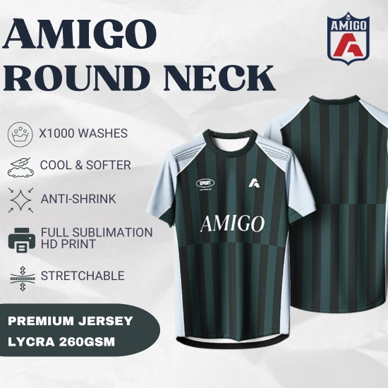 AMIGO Baju Jersey Bola Jersi Sublimation Microfiber Jersey tshirt Design Unity baju jersi lelaki baj