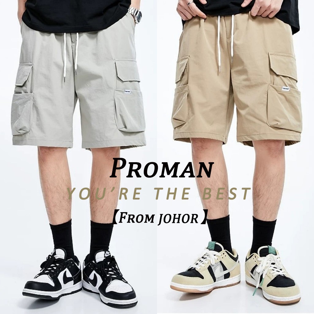 ProMan Black/Gray/Khaki casual short Pants large Pocket Overalls cargo Pants men Sports Loose Summer