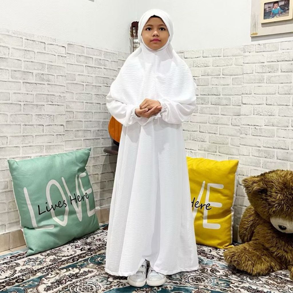Jubah Kids Hawa ironless Umrah set tudung kanak-kanak
