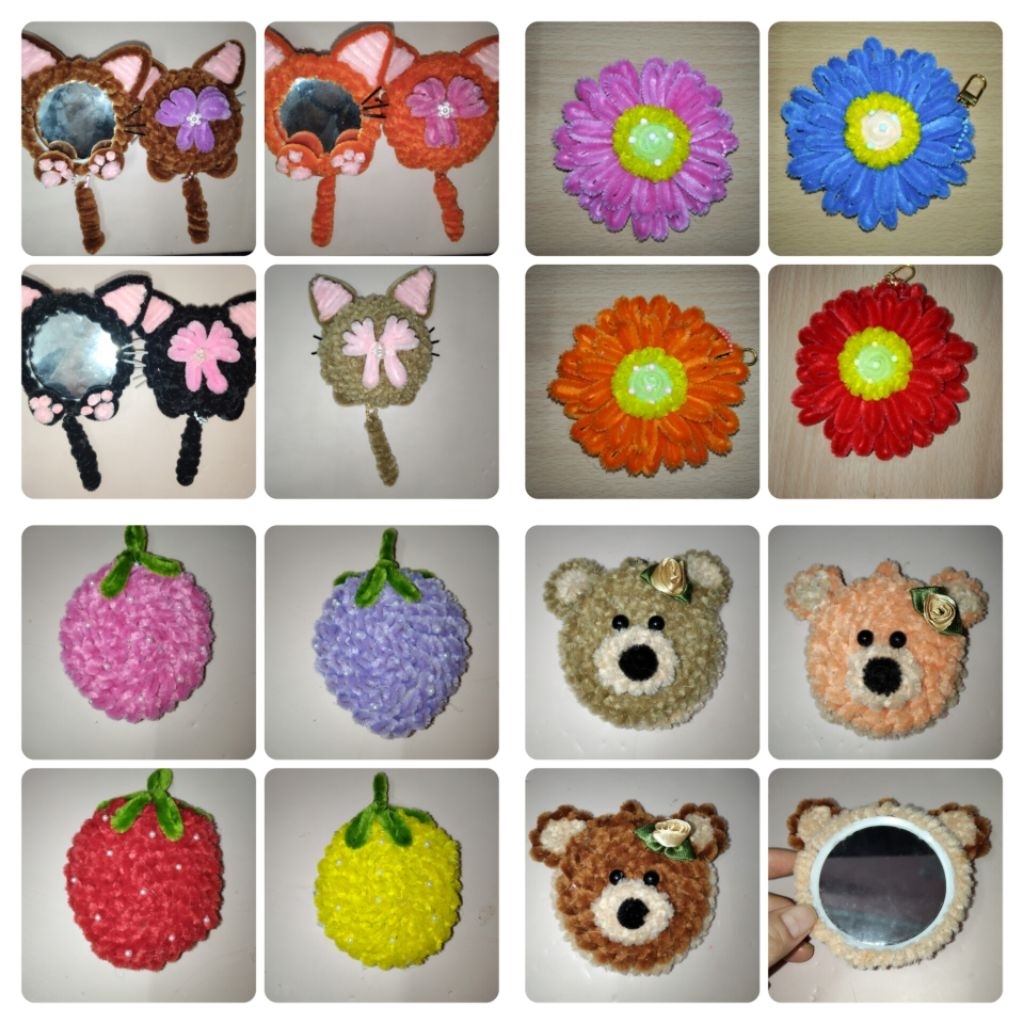 พวงกุญแจกระจกน่ารัก Fuzzy Wire คละสี ของขวัญประตูทํามือ เปรี้ยว hadiah