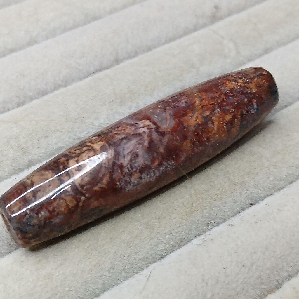 ลูกปัด dzi ammonite dzi 天然红法 天珠 (F025)