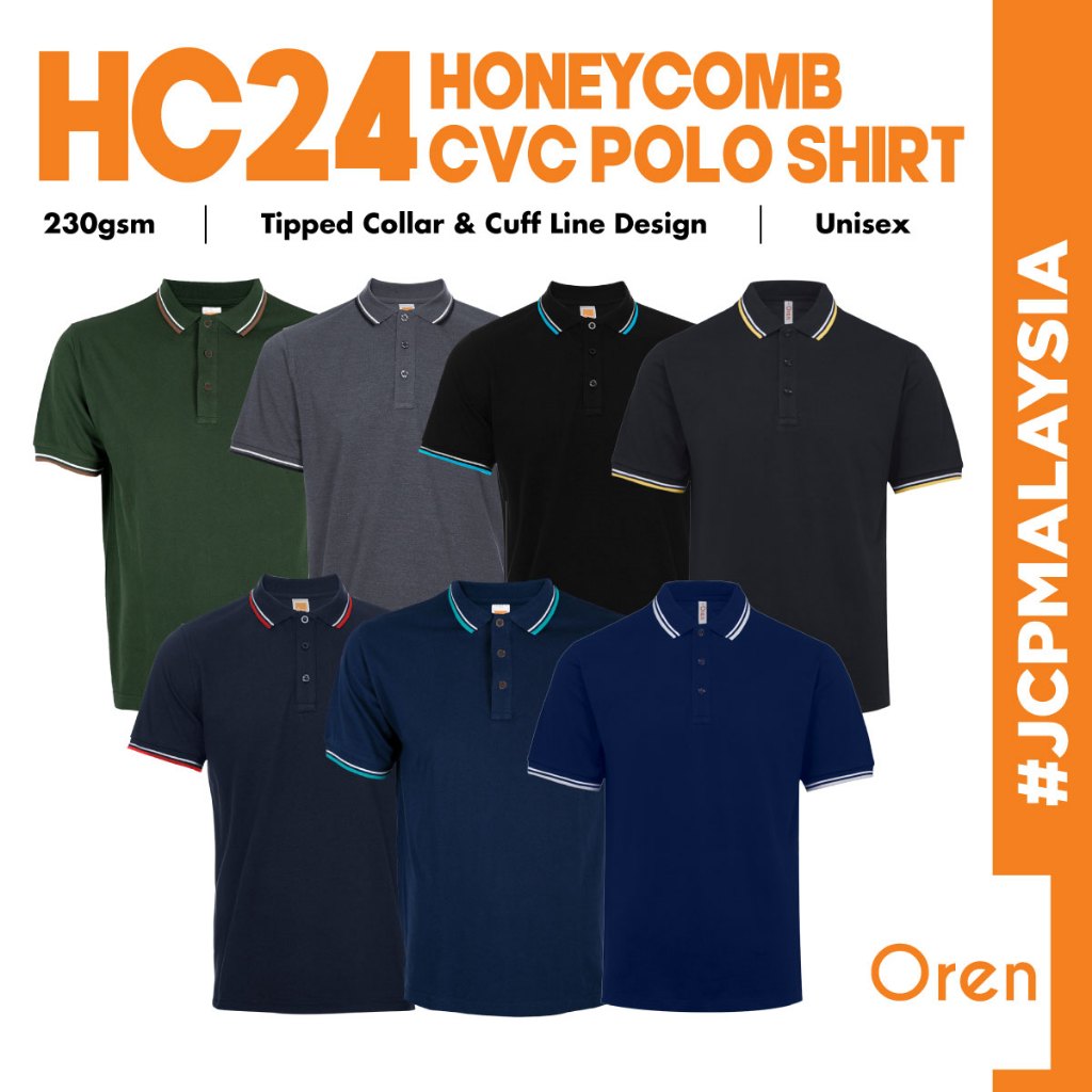 JCP x ORN SPORT Honeycomb Premium Smart Polo เสื้อยืด HC24 Unisex ผู้ใหญ่ Eco Dye 220gsm ผ้าฝ้าย Pol
