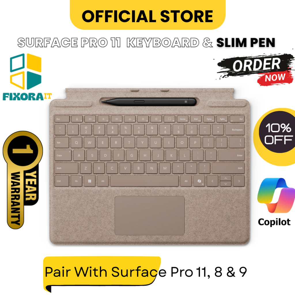 แป้นพิมพ์และปากกา Microsoft Surface Pro พร้อม Surface Pro 11th Edition, Surface Pro 8 & 9
