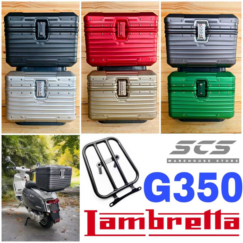 Combo ชุด Monorack GIVI Lambretta G350 + กล่องด้านบนอลูมิเนียม ABS ไฟท้ายกล่องกระเป๋าเดินทาง 40L อุป