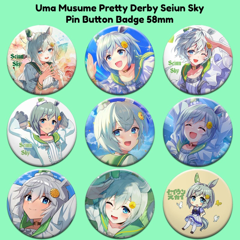 Lencana Butang Pin Uma Musume Pretty Derby Seiun Sky Pin Button Badge 58mm