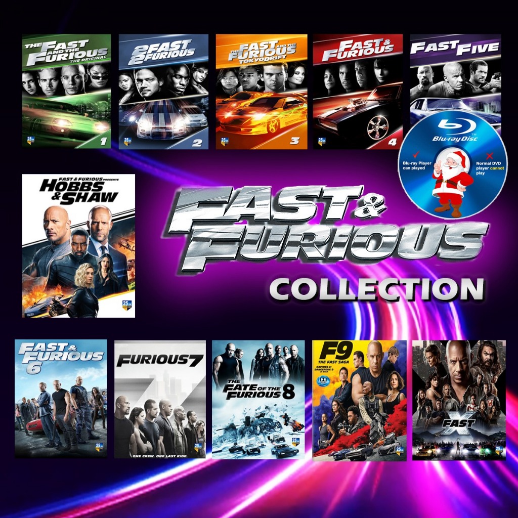 E-BLURAY : Fast and Furious Film series 1-10 Collection Tokyo Drift 2Fast2Furious Fast X Hobbs & Sha