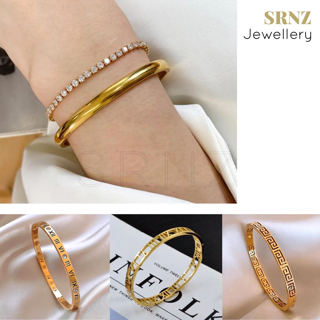 18K TITANIUM STEEL STEEL NON RUST GELANG TANGAN ANTI KARAT JEWELERY GELANG EMAS