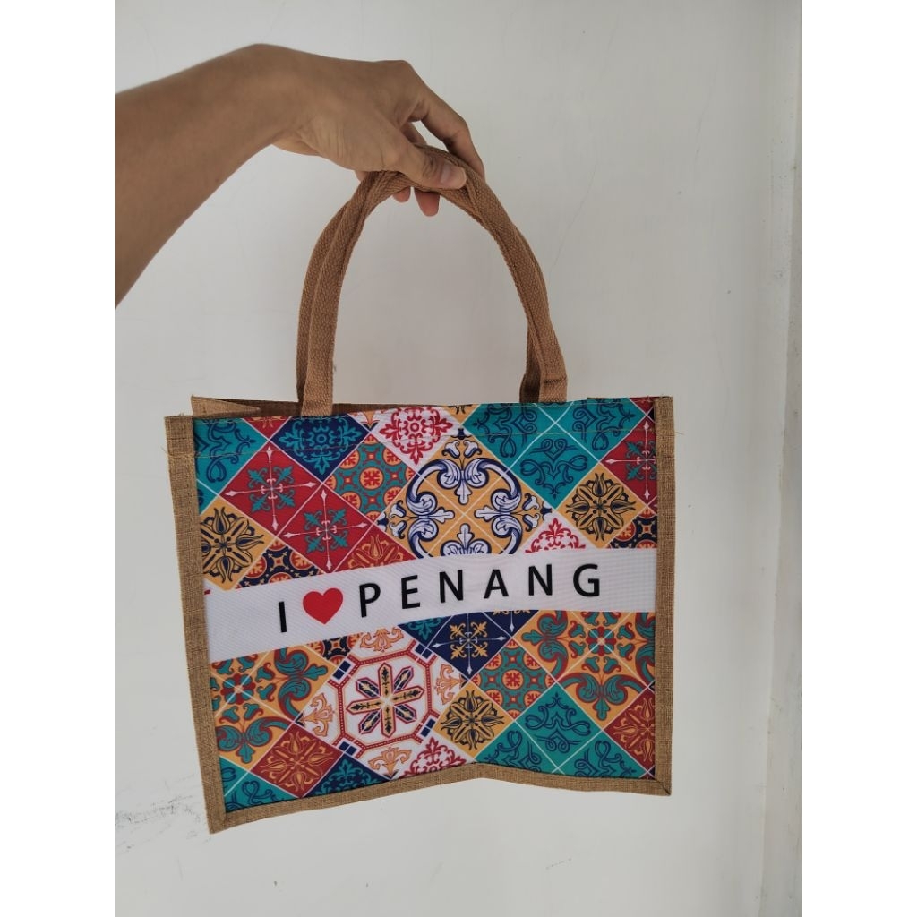 Penang Guni Tote Bag Large Size PENANG ของที่ระลึก Hand Bag