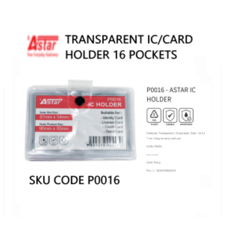 Astar Transparent IC / Card Holder 16 Pockets P0016
