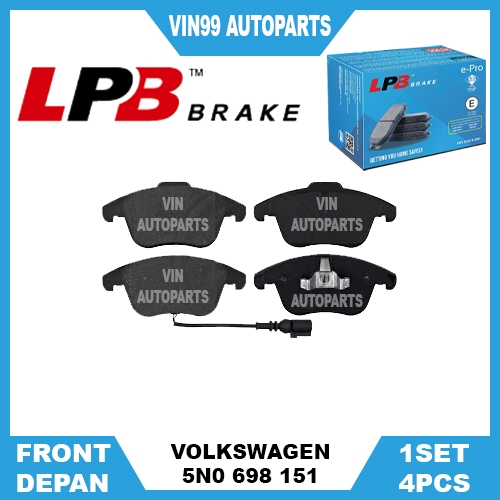 ผ้าเบรคหน้าชุด 5N0 698 151 Volkswagen Tiguan 5N Audi Q3 8U LPB กึ่งโลหะ
