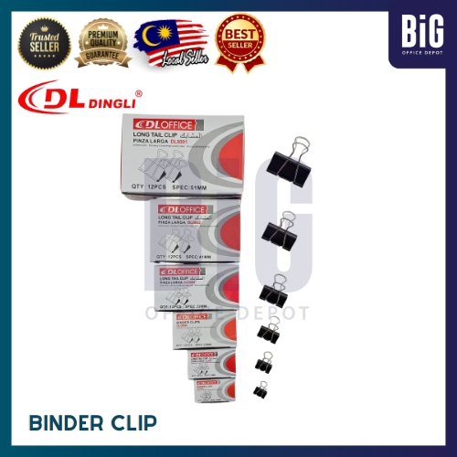 DINGLI BINDER CLIP DOUBLE สีดําคลิปคลิป HITAM BULLDOG CLIP