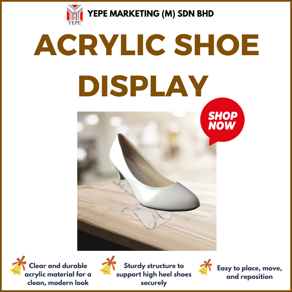 ACRYLIC รองเท้าจอแสดงผล 5 มม./สูง HEEL DISPLAY STAND ACRYLIC/ SHOE STANDEE/ HIGH HEEL HOLDER/ HIGH H