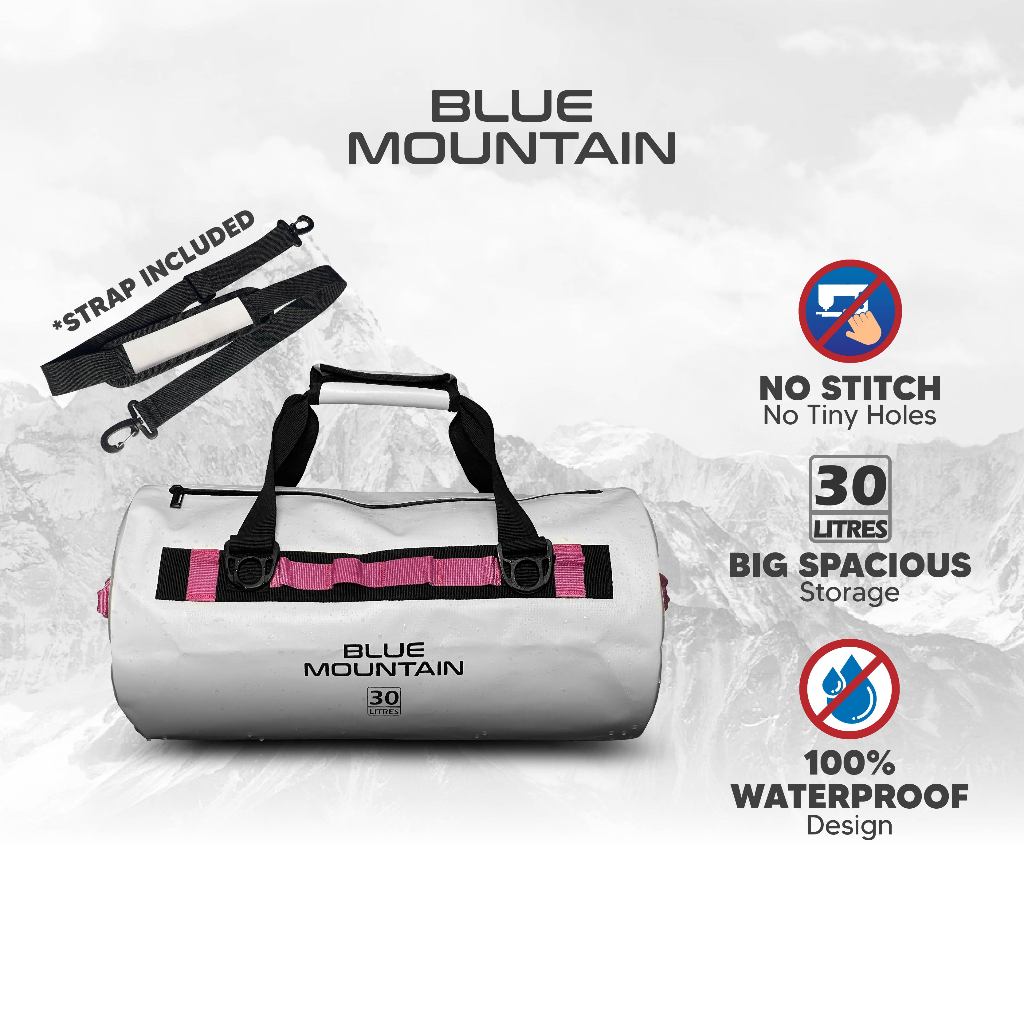 Blue Mountain AquaDuff 30L Duffel Dry Bag Offshore Splashproof Travel Backpack Adjustable Shoulder S