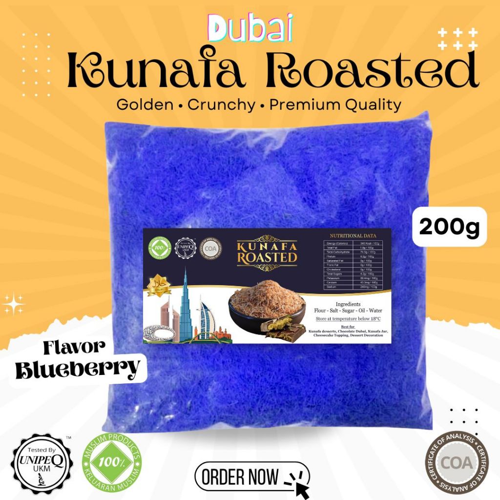 Kunafa Blue berry Kataifi คั่ว 200g สําหรับขนมหวาน