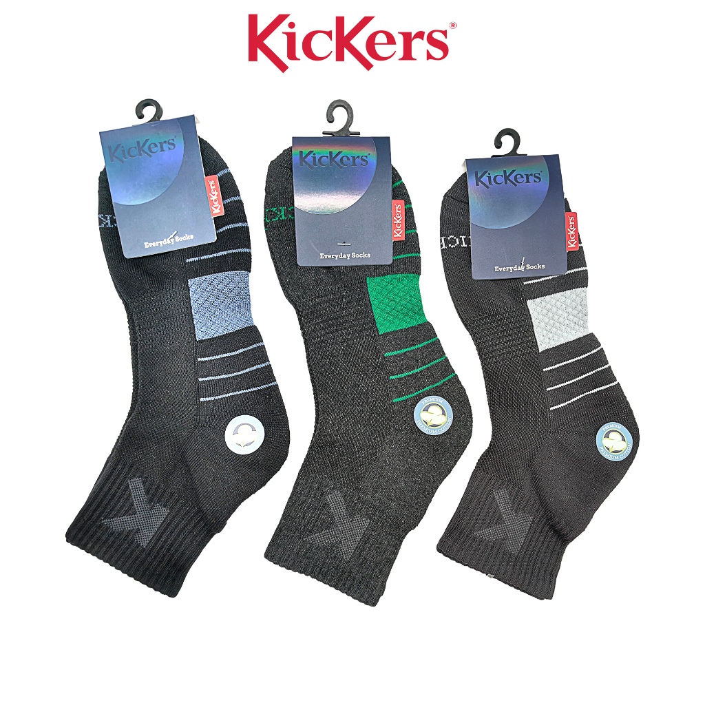 Ickers Mens Performance Crew Socks with Heel Guard [3 สี] K714A