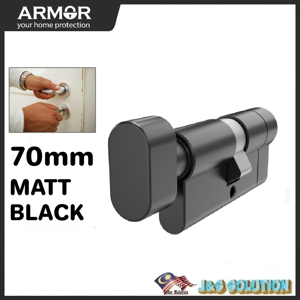 เกราะ 70 มม. EURO PROFILE CYLINDER SNIB (SINGLE LOCK พร้อม TUMBTURN) APC-AS70MB MATT สีดํา