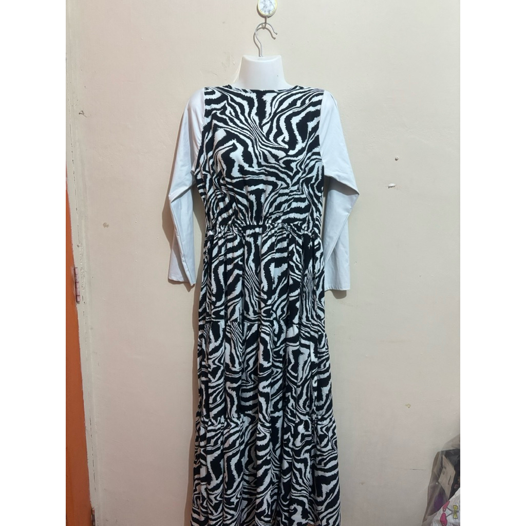 PRELOVE DRESS CORAK ZIBRA BLACK & WHITE - FREE SIZE