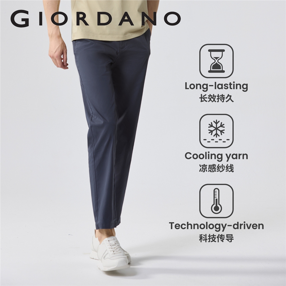 GIORDANO MEN Mens Hidden Comfort Regular Tapered Cool Khaki Pants 0 01115026