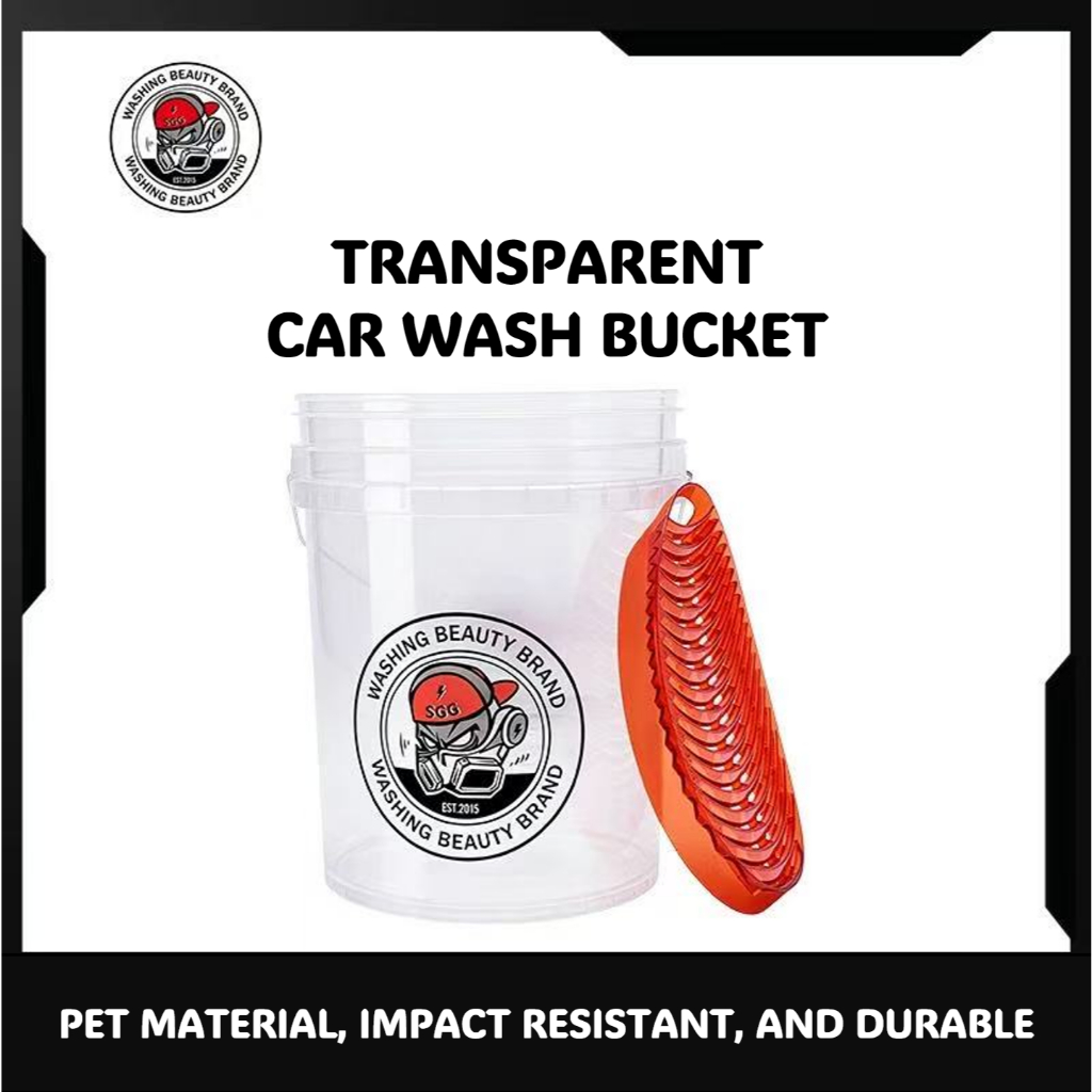 [SGG] TRANSPARKENT CAR WASH BUCKET - SOLID PP WATER BUCKET - DURABLE CAR WASH BUCKET