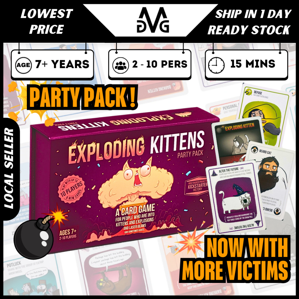 Exploding Kitten Party Pack Card Games Base Edition Imploding Kittens Expansion Family Activity Chil