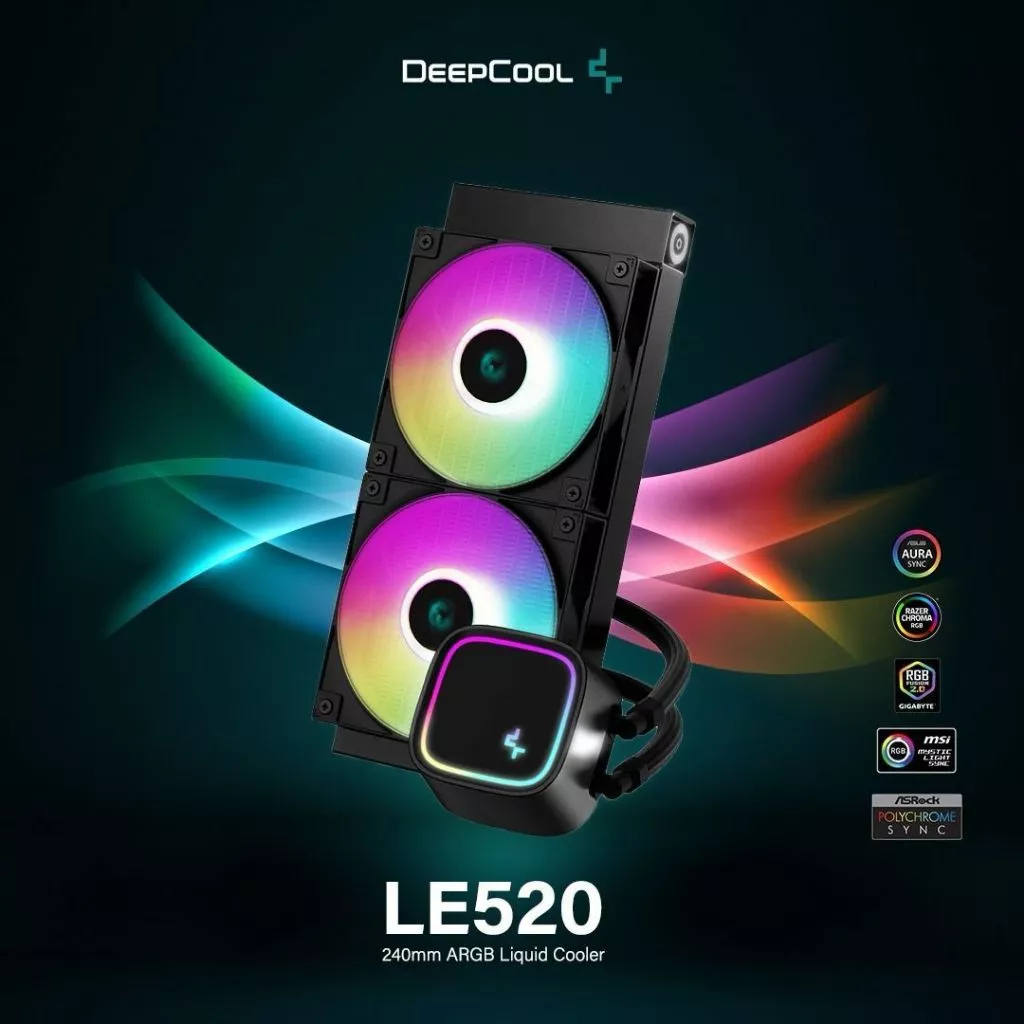 DeepCool LE520 AIO CPU Liquid Cooler พร้อมพัดลม ARGB ประสิทธิภาพสูง 240 มม.