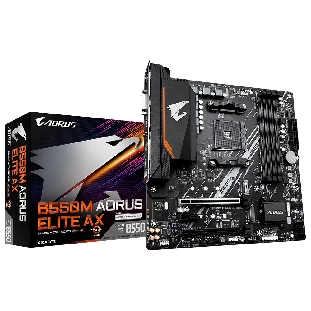 GIGABYTE B550M AORUS ELITE AX mATX เมนบอร์ด AMD AMD AM4