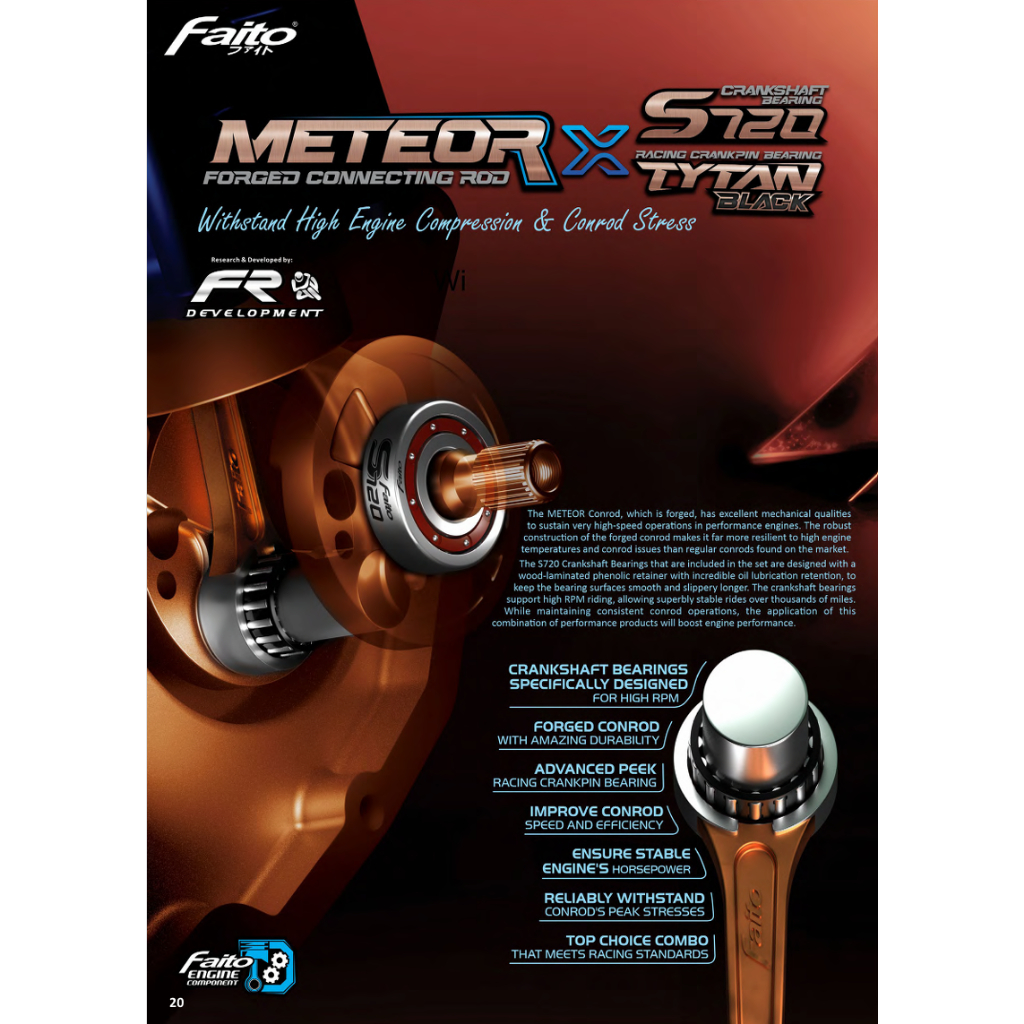 FAITO RACING METEOR FORGED CONNECTORING ROD X TYTAN S720 Y15ZR LC135 5S 4S FZ CONROD 6305 CRANKSHAFT