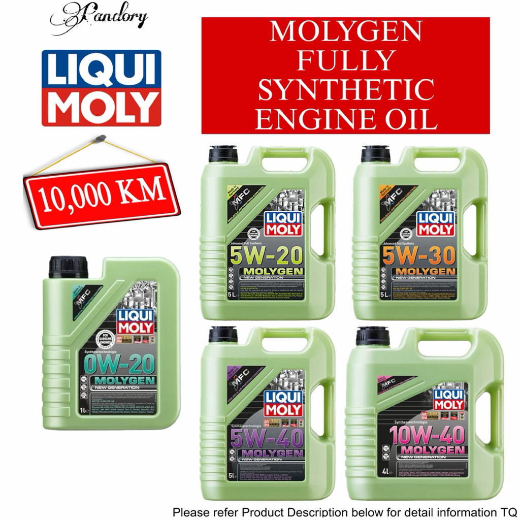 LIQUI MOLY MOLYGEN 0W20 5W30 5W40 5W50 10W40 FULLY SYNTHETIC ENGINE OIL MINYAK HITAM MCF TECHNOLOGY 