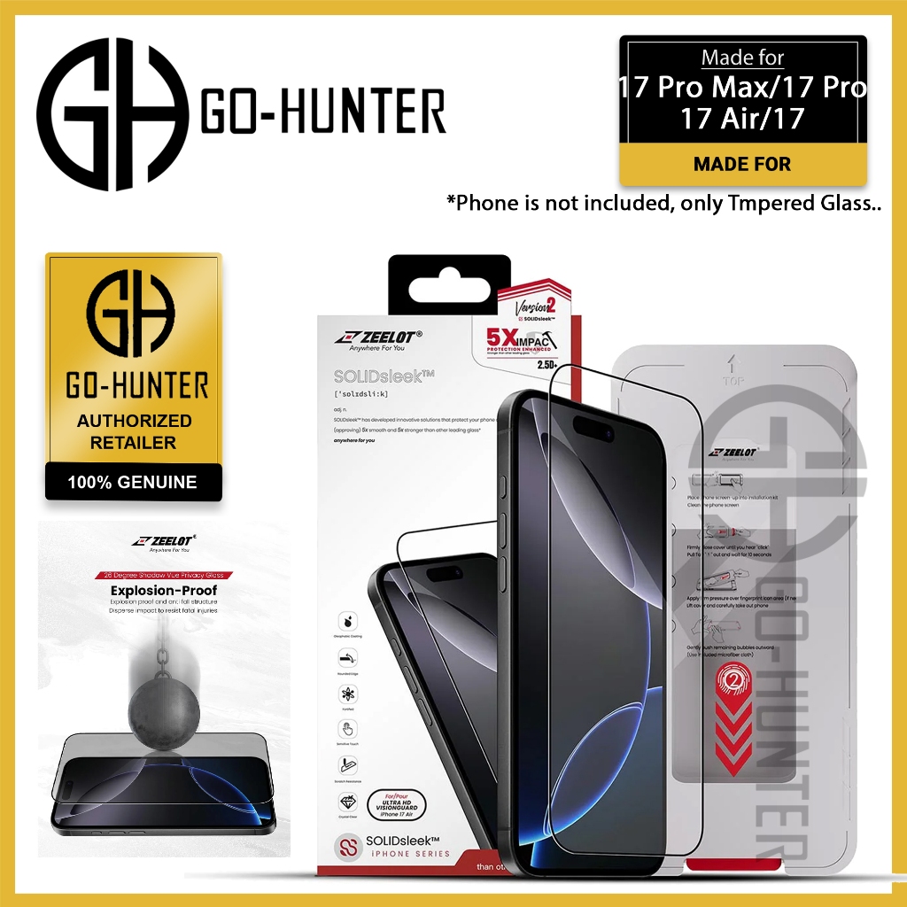 [ 17 Pro Max / 17 Pro / 17 / Air ]ZEELOT SOLIDsleek V2 ( 2.5D+ พร้อมชุดติดตั้ง EasyFit ) - Ultra HD