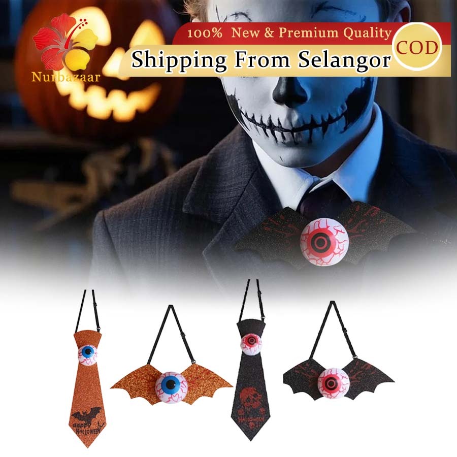 เนคไทหัวกะโหลกฮาโลวีน Dasi Tengkak 2 ประเภทปรับครอบครัวจับคู่ชุดปาร์ตี้ Trick-or-Treat