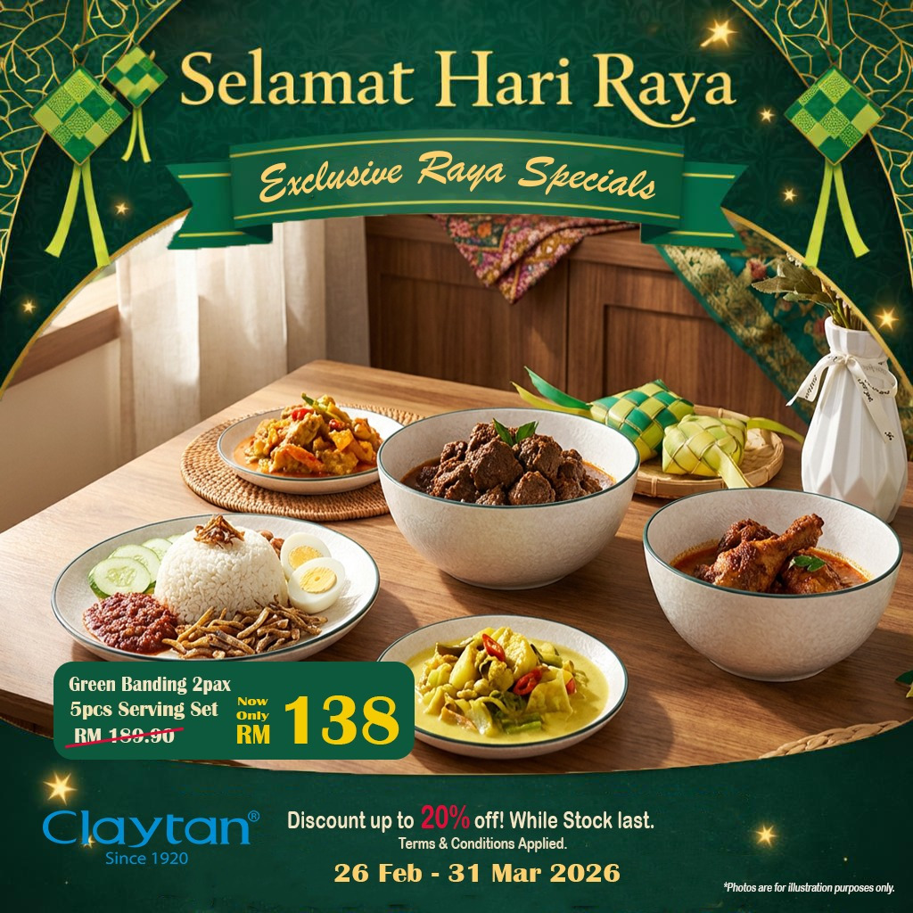 การตั้งค่าบนโต๊ะอาหาร Syawal Special Edition สําหรับ 2 pax & 4 pax