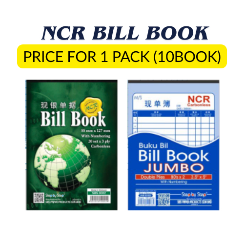 1PACK=10BOOK! ! !STEP BY STEP NCR BILL BOOK/CARBONLESS INVOICE BOOK 2PLY 30S/80S&3PLY 20S/50S(3.5x5/
