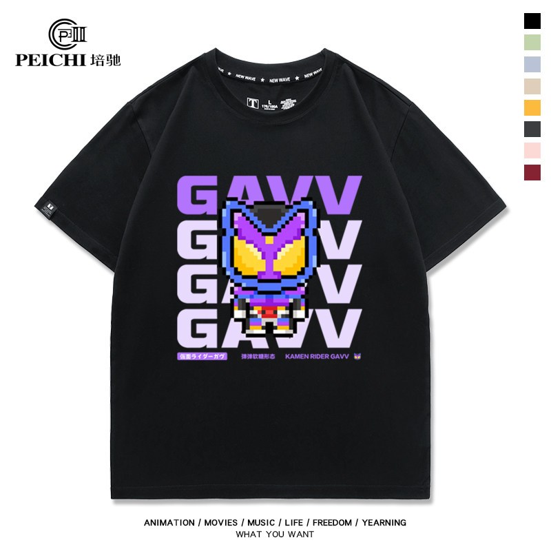 Kamen anime knight เสื้อยืดแขนสั้นสําหรับผู้ชายและผู้หญิงผ้าฝ้ายแท้หลวมเสื้อยืด 7