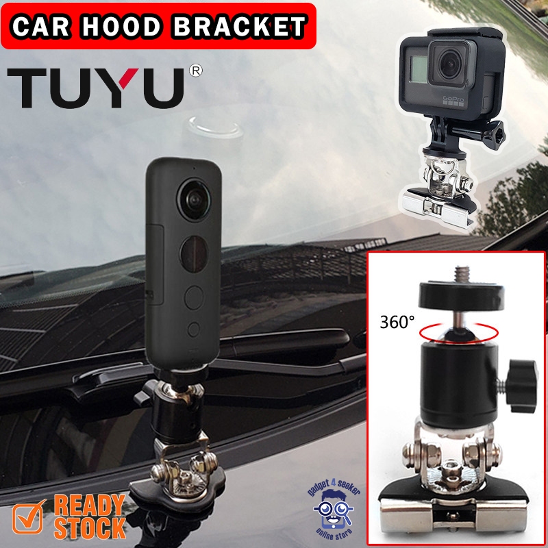 TUYU อลูมิเนียมอัลลอยด์โลหะ Car Clamp Hood Mount สําหรับ DJI 360 Insta 360 X5 X4 X3 GoPro Akasu