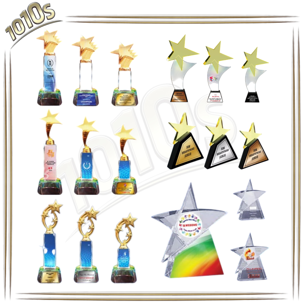 C03 STAR คริสตัล Trophy Plaque Award ฟรีพิมพ์/Cenderamata/CRT90056 Anugerah Piala Kristal 水คริสตัลถ้