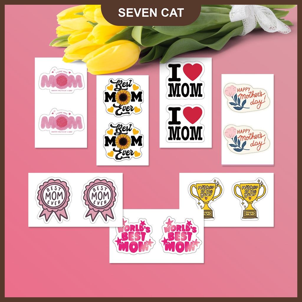 10 ชิ้น Happy Mothers Day สติกเกอร์สําหรับป้ายซีล/ดอกไม้ป้ายสีสติกเกอร์/INS/แม่s Day