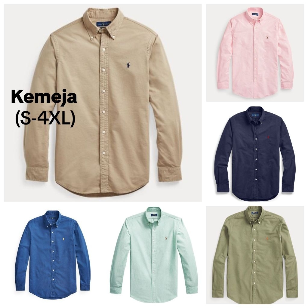 Lelaki Oxford Cotton(Ada-logo) Lengan Panjang Tebal Kain Quality Casual