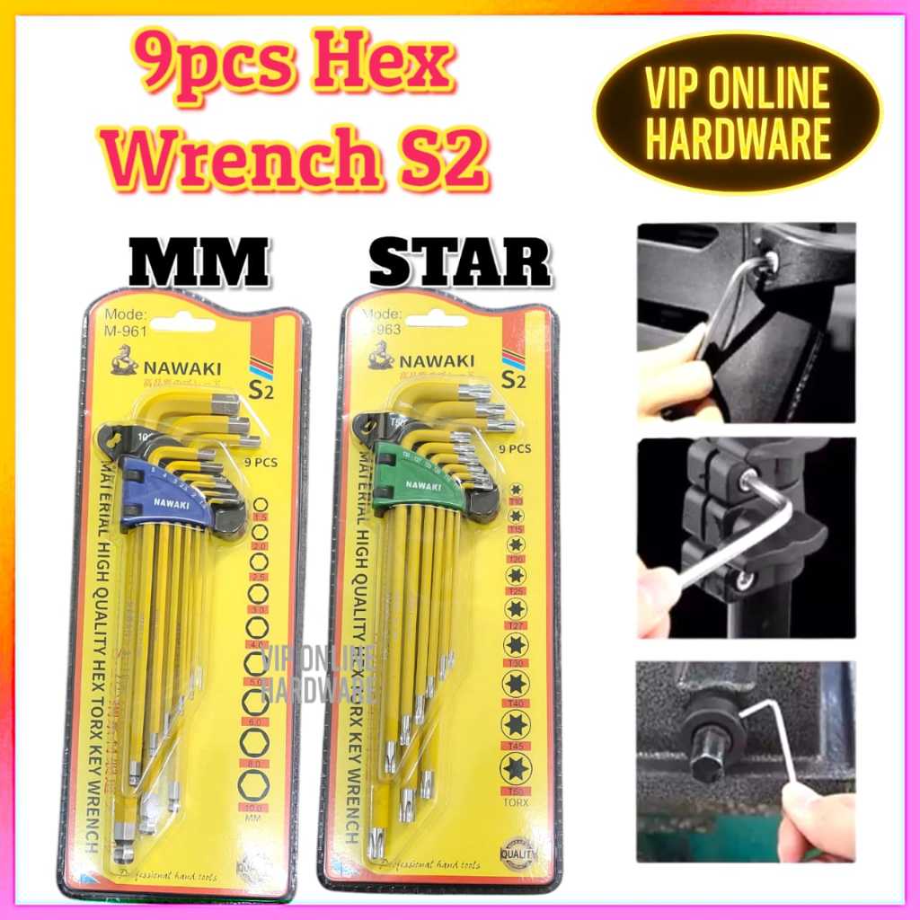 9PCS HEX WRENCH S2 -MM- / 9PCS HEX WRENCH S2 -STAR- / 9PCS CRV BALL PONT HEX WRENCH SET -MM-