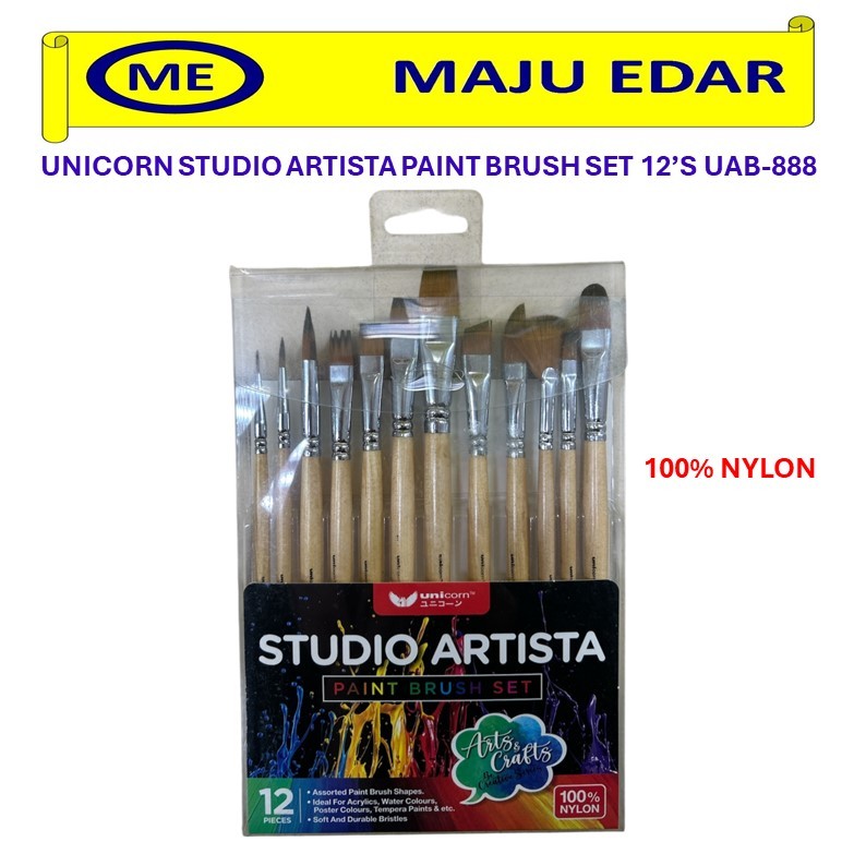 UNICORN STUDIO ARTISTA PAINT BRUSH SET 12S ไนลอน 100% UAB-888