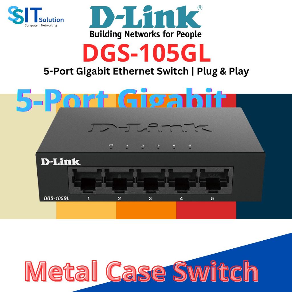 D-Link DGS-105GL DGS-108GL 5 / 8 พอร์ต Gigabit Unmanaged Metal Desktop Switch (ทดแทน DGS-105 . ดีจีเ