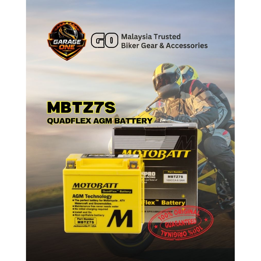 Motobatt MBTZ7S แบตเตอรี่รถจักรยานยนต์ 12V AGM การบํารุงรักษาฟรีเปลี่ยน YTX5L-BS YTZ6S YTZ7S Yamaha 
