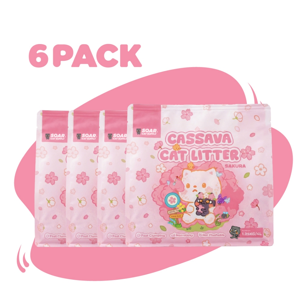 SOAR Cassava Cat Litter 7.5KG Strong Clumping Low Dust Odor Control (6 แพ็ค Combo)