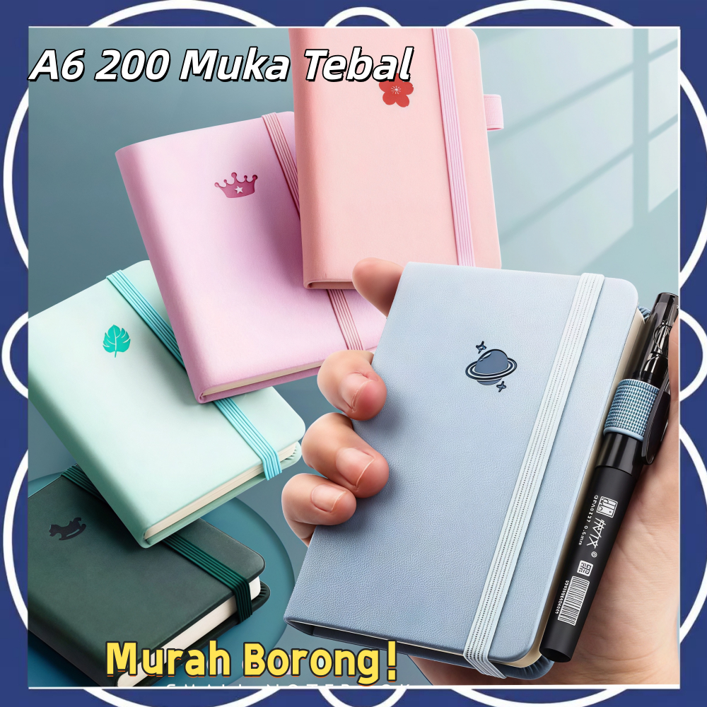 Buku Nota A6 Mini 200 Muka Tebal Borong Portable Pocket Notebook Saku Alat Tulis Rosir