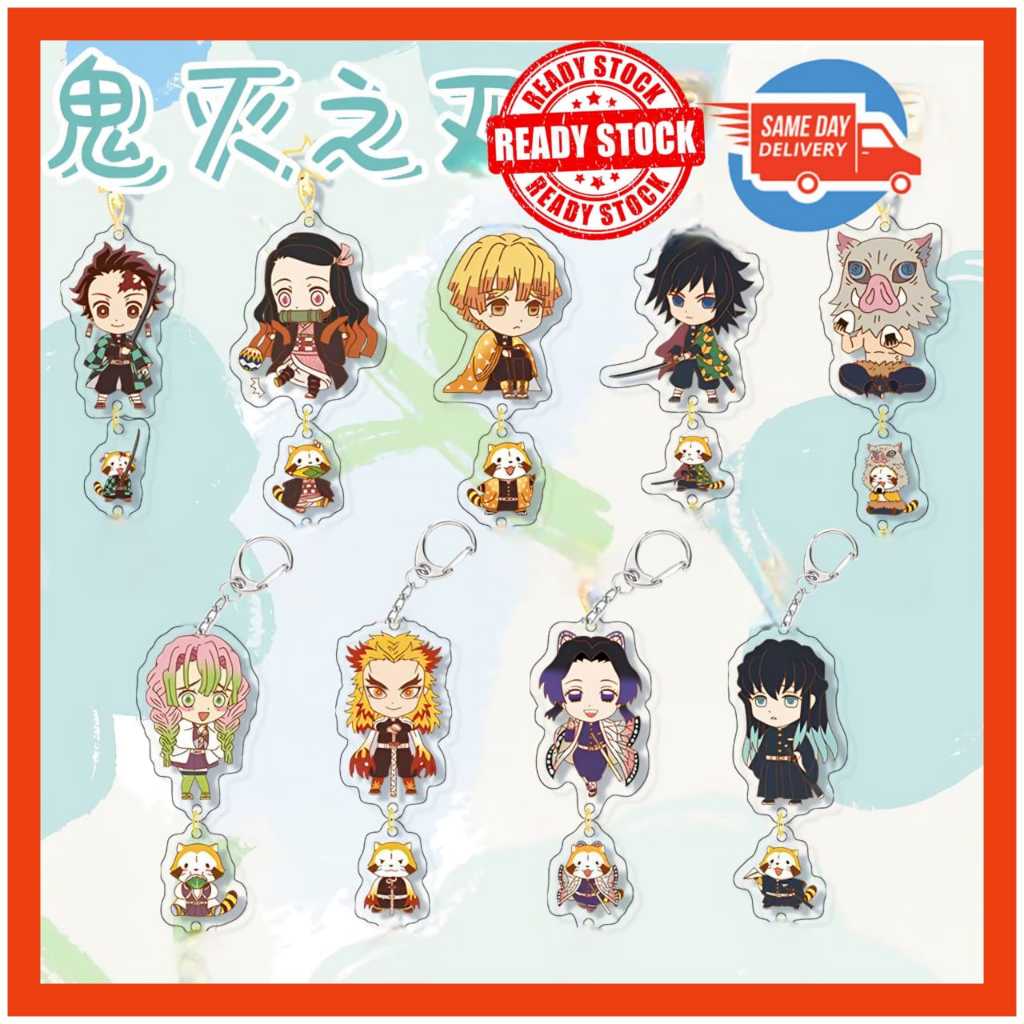 [จัดส่งในวันเดียวกัน] Akrilik Gantung Kunci Demon Slayer Chibi Tanuki อะคริลิคพวงกุญแจ Key Holder