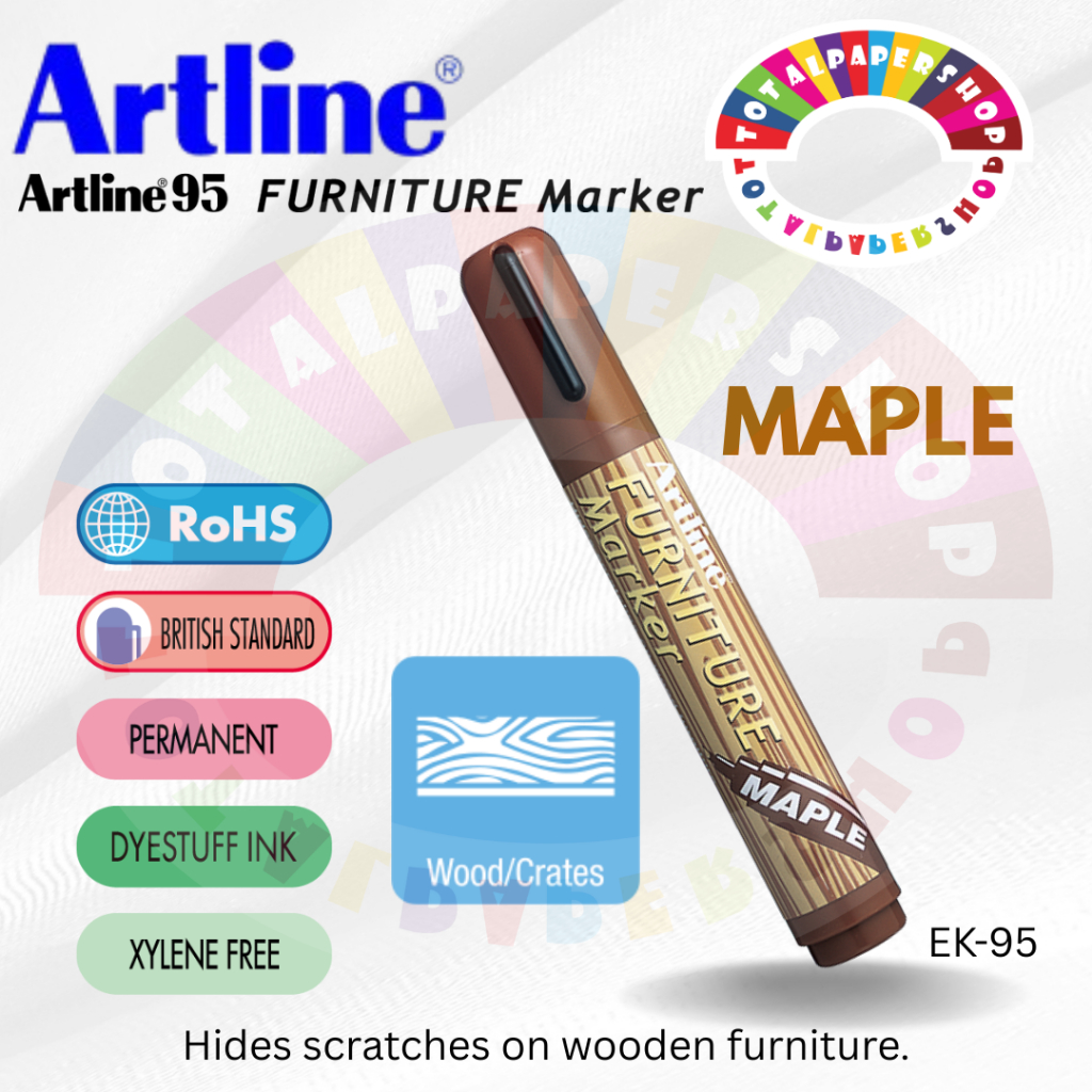 [ Artline] Furniture Marker (Maple Color) น้ํายาซ่อมแซมรอยขีดข่วนได้ง่ายบนพื้นผิวไม้! EK-95