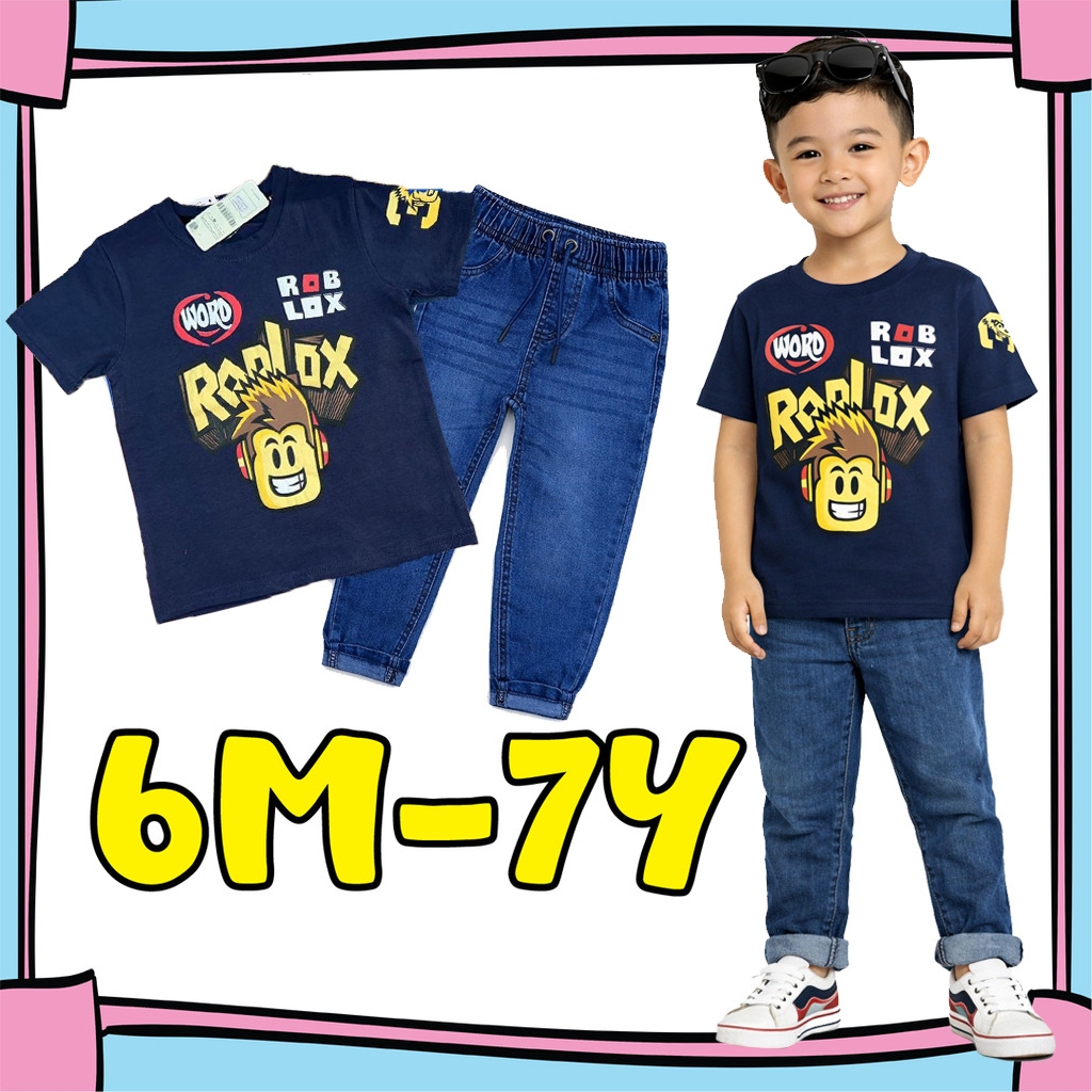 (6M-7Y) NAVY Boys Ro-Blox Shirt and Jeans Set ชุดยีนส์เด็ก/ชุดยีนส์เด็ก