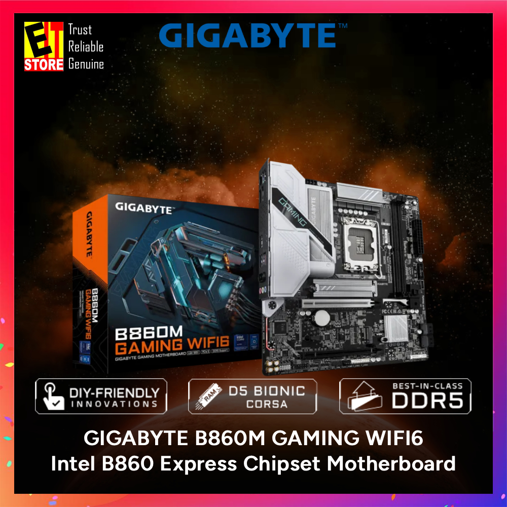 เมนบอร์ด Gigabyte B860M GAMING WIFI6 - (Intel B860 Express Chipset/LGA1851 ซ็อกเก็ต/HDMI/DP)