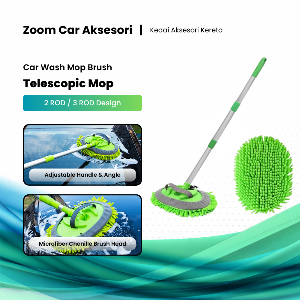 แปรงไมโครไฟเบอร์แบบยืดไสลด์ Mop Mitt ล้างรถ [ด้ามจับอลูมิเนียมแบบปรับได้สูงสุด 1M] ทําความสะอาดไม้ถู