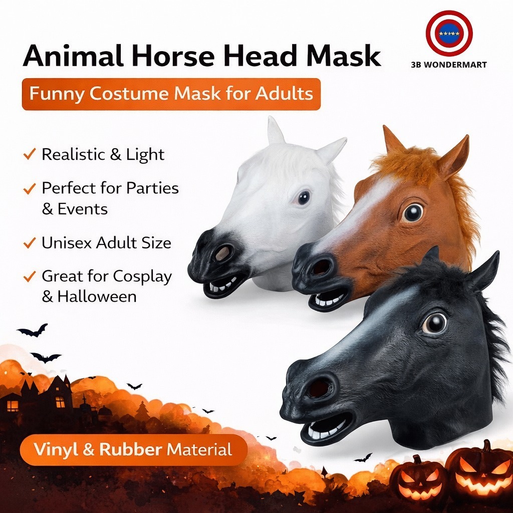 สัตว์ม้าหมวกหัวผู้ใหญ่เต็มหน้า BoJack Horseman ฝาครอบฮาโลวีน Props Topeng Muka Kuda