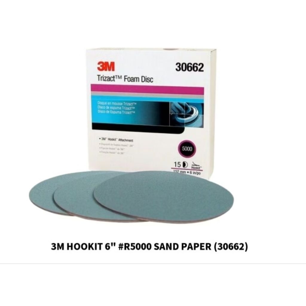 3M 30662 Trizact 6 "แผ่นโฟมกรวด P5000, Hookit พีระมิดกระดาษทรายขัด 6 นิ้ว 152 มม.